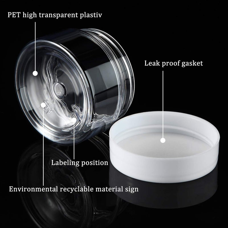 SATINIOR 24 Pieces Empty Clear Plastic Jars with Lids Round Storage Containers Wide-Mouth for Beauty Product Cosmetic Cream Lotion Liquid Butter Craft and Food (White Lid, 1 oz) - Image 3
